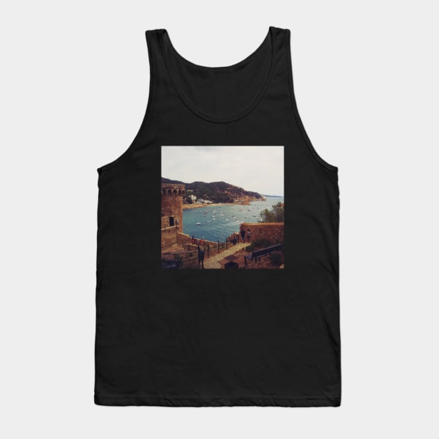 View of the charming Spanish streets Spain sightseeing trip photography from city scape Barcelona Blanes Malgrat del Mar Santa Susuana Tank Top by BoogieCreates